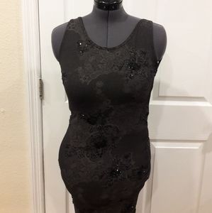Serendipity MauiDark Grey Lace Sequin Floral Dress